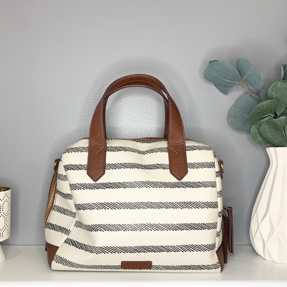 Fossil Handbags - Fossil Fiona Striped Crossbody Satchel Purse Bag